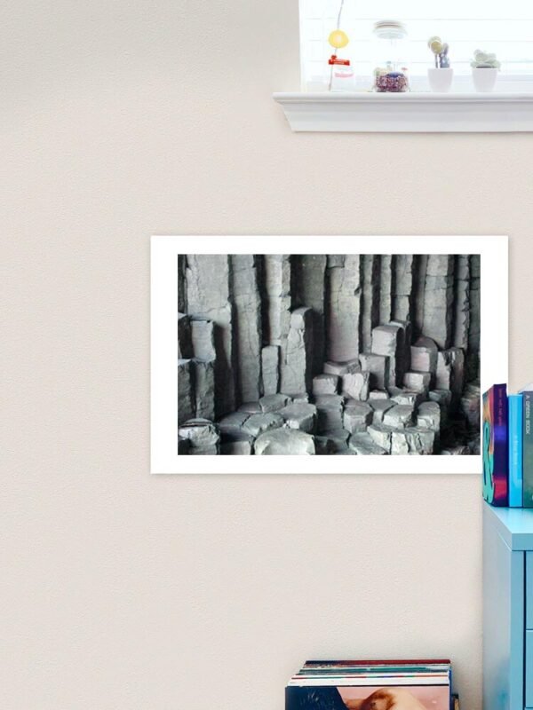 Example of an art print with the Basalt Columns With Unusual colouring design on a home office wall