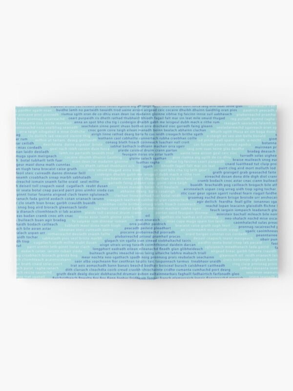 A hardcover journal with Gaelic words in the shape of a saltire on its cover