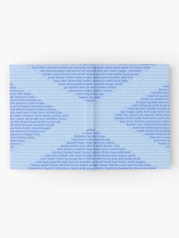 A hardcover journal with the Scots Words In A Saltire design.