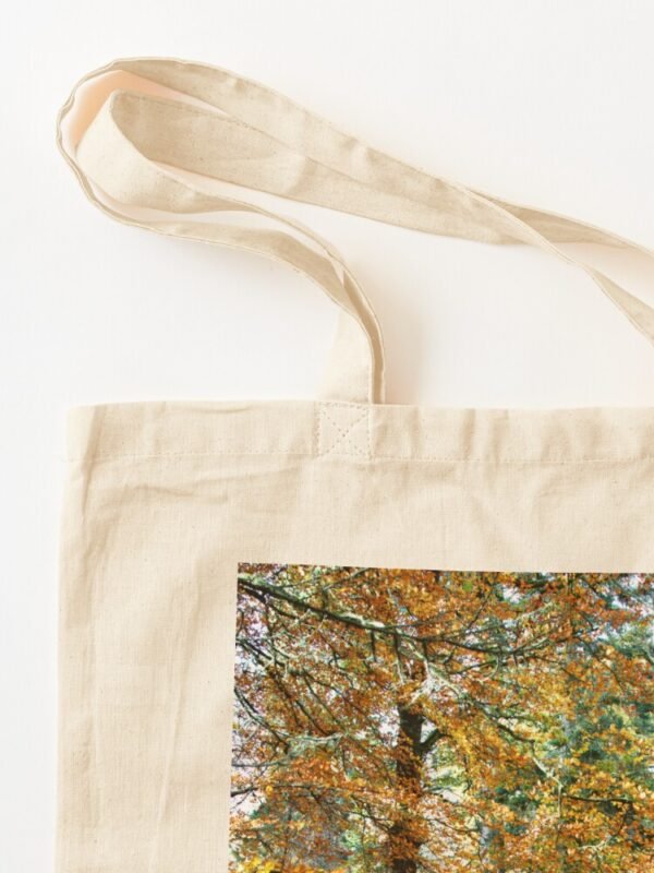 Amongst The Memories Cotton Tote Bag showing the stitching detail at the handle and bag