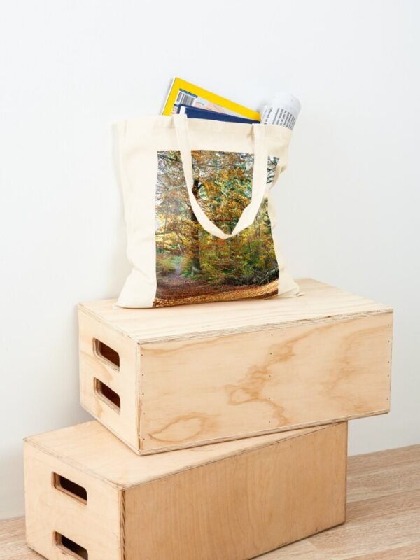 Amongst The Memories Cotton Tote Bag full of items and sitting on top of two wooden boxes
