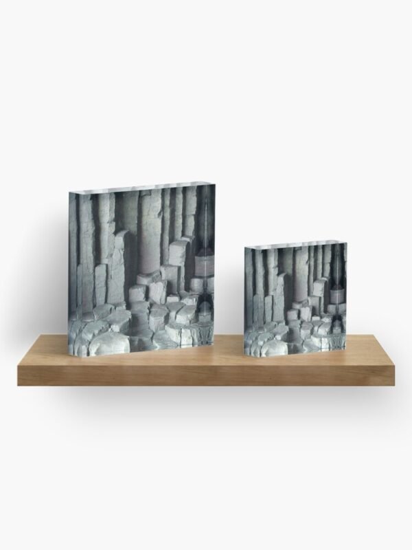 Basalt Columns Acrylic Blocks - two different sized blocks sitting next to each other on a shelf