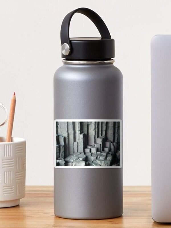 Basalt Columns Sticker on a water bottle