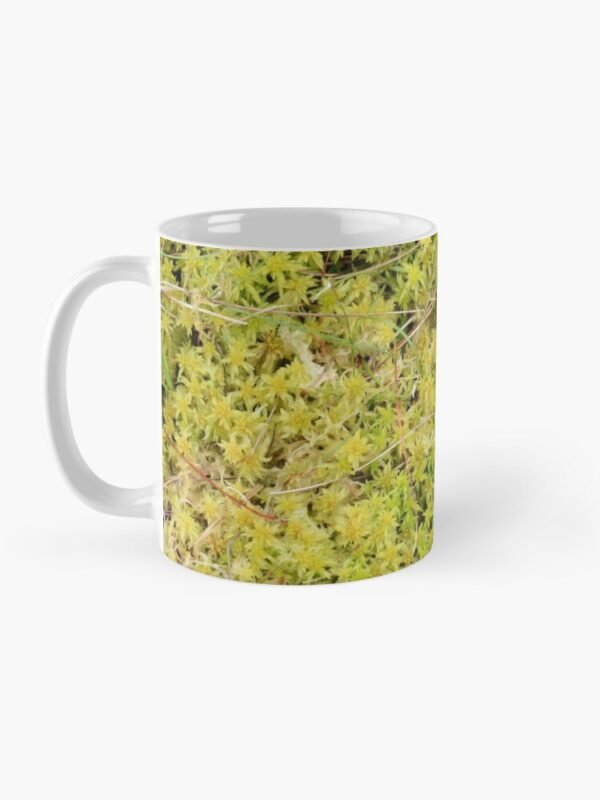 A Bed of Sphagnum Moss classic mug - showing the design when the handle is to the left of the mug