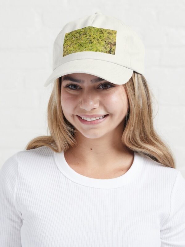 A young female wearing A Bed of Sphagnum Moss Dad Hat