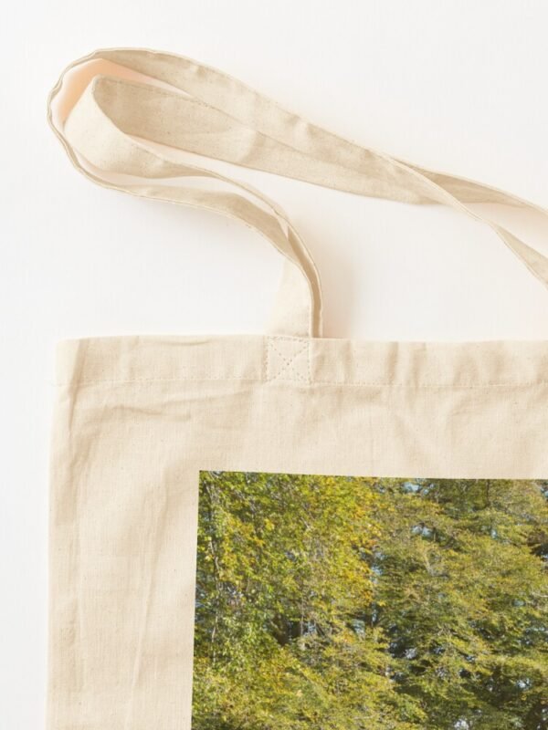 Cairns and Standing Stone Cotton Tote Bag showing the detail of stitching holding the handle to the bag