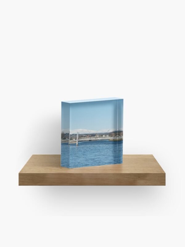 Ben Wyvis Acrylic Block sitting on a shelf