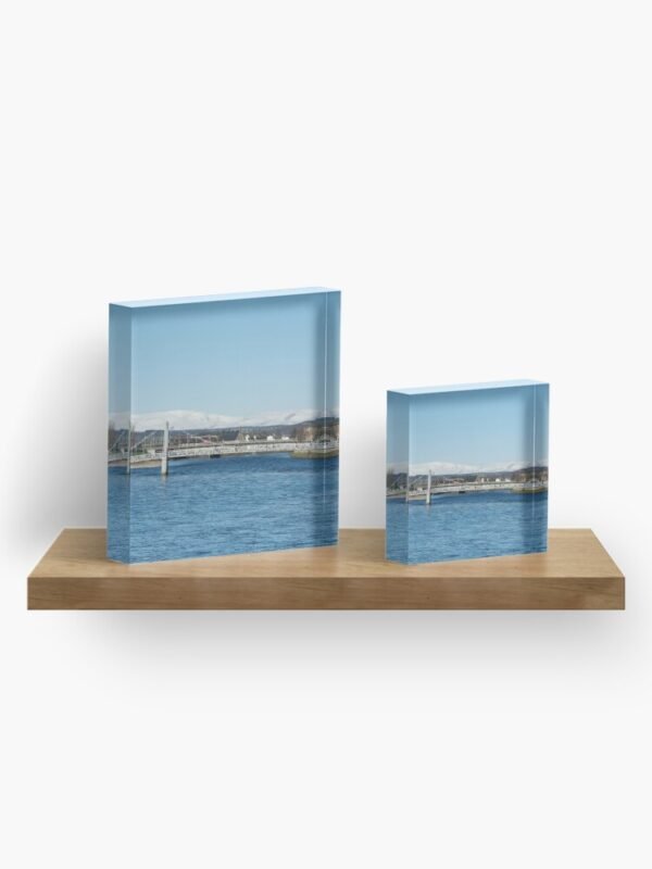 Ben Wyvis Acrylic Block with the two different sizes of block sitting next to each other on a shelf