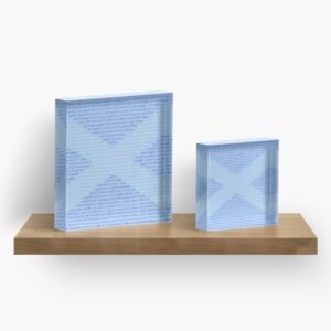 Two different sized acrylic blocks with the Scots Words In A Saltire design