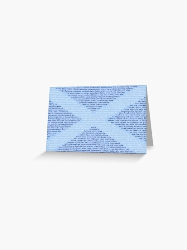 A greeting card with the Scots Words In A Saltire design.