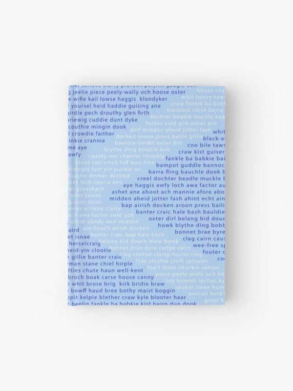 A hardcover journal with the Scots Words In A Saltire design.