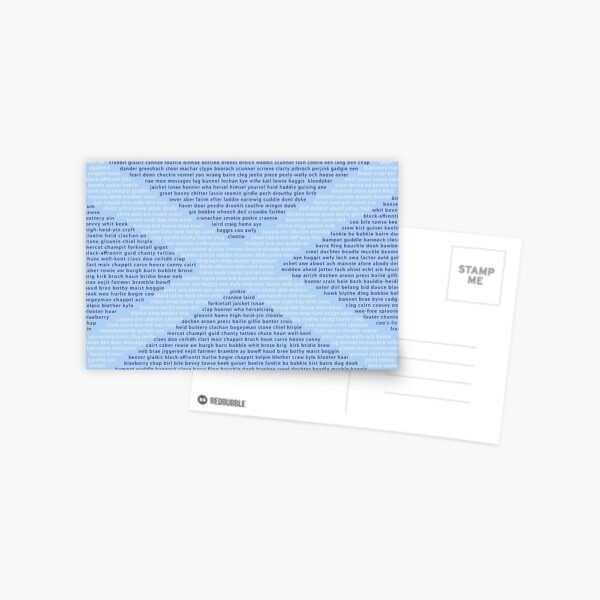 A postcard with the Scots Words In A Saltire design.