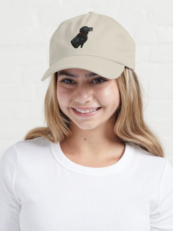 Adoration of a Black Labrador Dad Hat worn by a young female