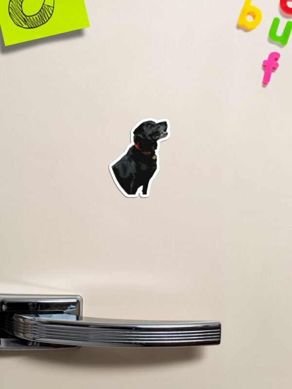 Adoration of a Black Labrador Magnet on the door of a fridge