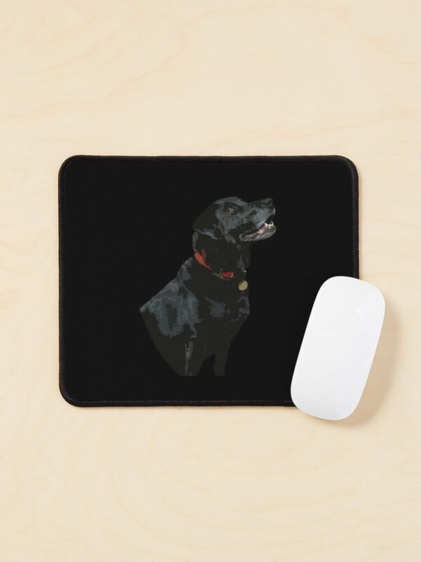 Adoration from a Black Labrador Mouse Mat with a white mouse on the corner of the mat