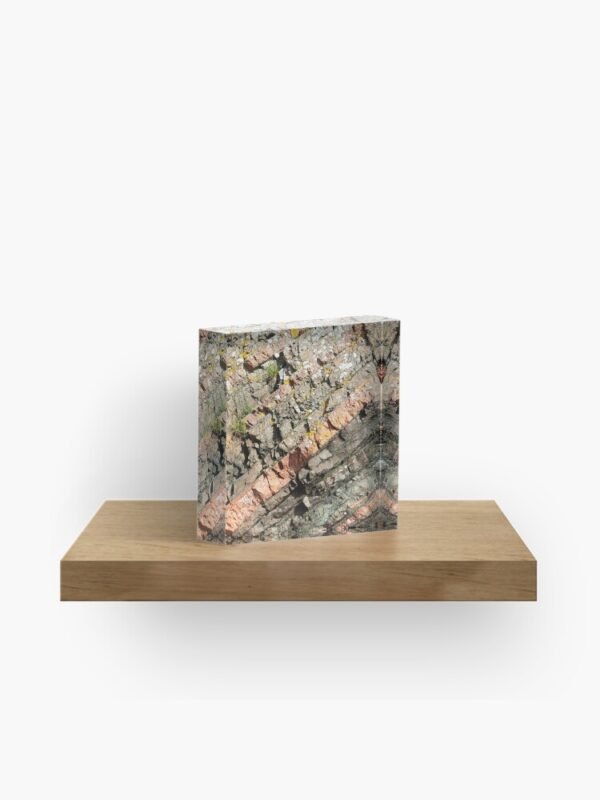 An acrylic block with the A Slice of Geology design