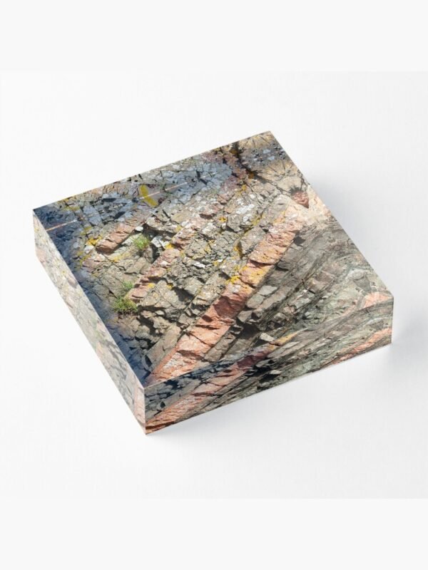 An acrylic block with the A Slice of Geology design