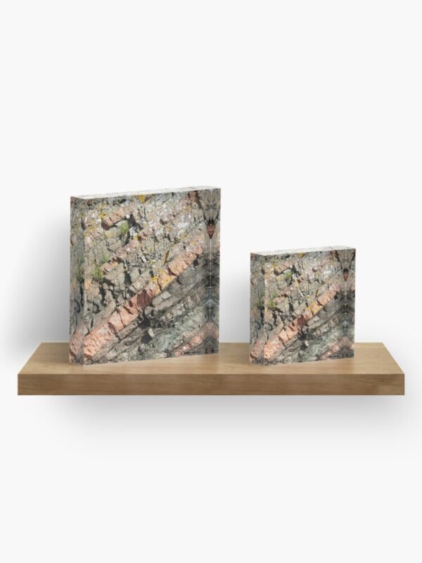 Two acrylic blocks with the A Slice of Geology design